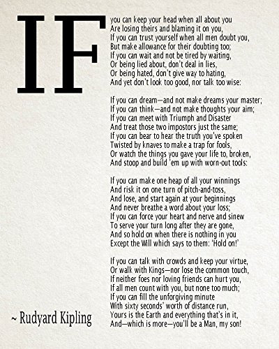 IF Poem Art Print IF Poem by Rudyard Kipling Art Print IF Poster If Poem Poster If Poem Print If Poem Wall Art If you can If by Kipling Poem (13cm x 18cm, Ivory)