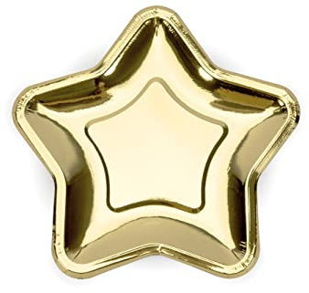 Sternförmige Pappteller in Gold - Dekorative Teller für Geburtstagsparty - Junggesellinnenabend Geburtstagsparty - Einweg-Pappteller - Tischdekorationen