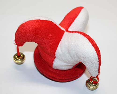 KarnevalsTeufel.de Mini Clown Hut mit Clips rot/weiß Kölle Alaaf Mini Narrenkappe Glöckchen