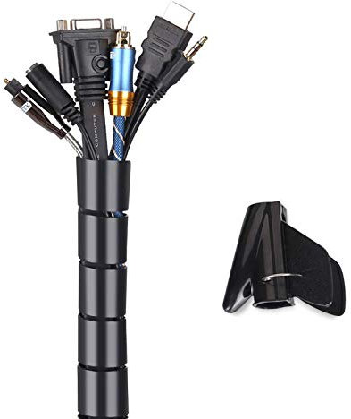 MOSOTECH Cache Cable, 2m Gaine Souple Electrique Cable Management pour Ranger ou Cacher Les TV PC Câbles, Gestion des Câbles pour Maison et Bureau, 2m - ∅22mm, Noir
