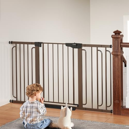 Cumbor Puerto Extra Ancho para bebés de 29-57 Pulgadas para escaleras, Vallas para Perros ganadoras de los premios Mom'S Choice Awards para Puertas, Paseo montado a presión a través de la Valla de