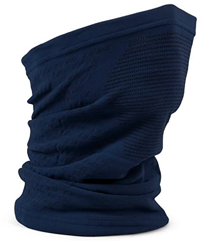 GripGrab Freedom Warp Knit Nahtloses Fahrrad Multifunktionshalstuch Gestrickter Seamless Schlauchschal mit Atemzone, Navy Blau