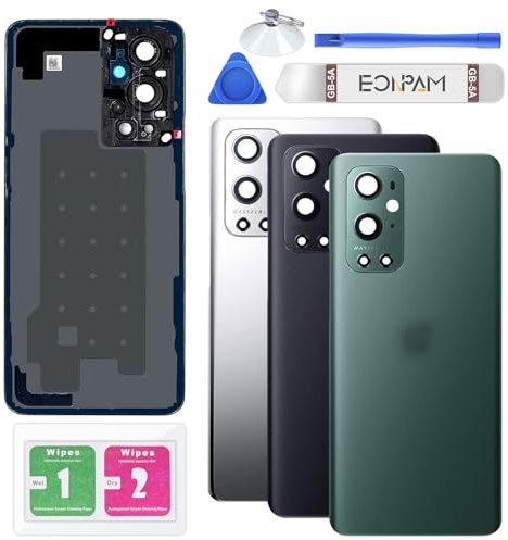 Eonpam Akkufachdeckel Rückseite Glas Ersatz,für (Oneplus 9 Pro) Reparatursatz Original Akkudeckel Ersatz der Rückenschale，Mit Kameraobjektiv (Grün)