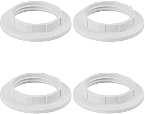 DiCUNO E14 Schraubring für Lampenfassung, hitzebeständige Gewinde Ring für Lampenschirm oder Glasschirm, 28MM, Weiß Lampenhalter aus Kunststoff, 4er Set