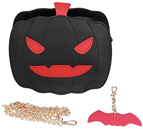 Frauen Kürbis Umhängetasche, Kürbis Handtasche Halloween Süßigkeiten Tasche Little Devil Schulter Kette Umhängetasche Umhängetaschen für Mädchen(Schwarz)