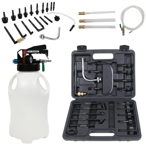 BELEY Dispenser Riempimento Olio Trasmissione - 10L Estrattore Olio Trasmissione Automatic, Kit Attrezzi per Cambio Fluido Dell'olio della Scatola Ingranaggi (con 20 Pezzi ATF Adattatori)