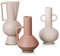 TERESA'S COLLECTIONS Moderne Morandi Vase Deko für Valentinsgeschenke, 3er Beige Rosa Vasen Set mit Griff, Dekorative Matte Blumenvase für Wohnzimmer, Schlafzimmer, Büro, Kaminsims, 23/20/17,4 cm Hoch