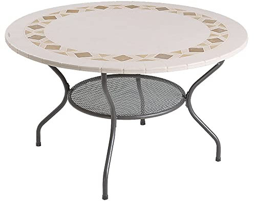 PATIO Mosaiktisch Roma 125 cm Steintisch Terrassentisch Balkontisch Gartentisch Rund Metall Beistelltisch Kaffeetisch Esstisch