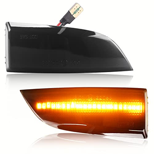 Asasytal LED Dynamic Side Blinker Luz de Señal de Giro Espejo Lateral Luz Indicadora Secuencial Competible con Re nault Megane MK3 2008-2016 Luz de Señal de giro, 2 Lámparas