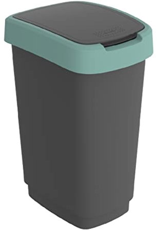 Rotho Twist Mülleimer 25l mit Deckel, Kunststoff, Türkis/Anthrazit