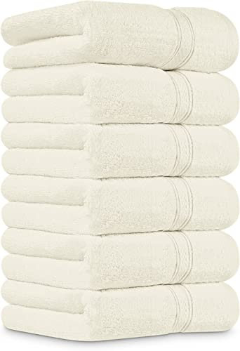 Utopia Towels, Premium Handtücher Set, 100% ringgesponnene Baumwolle, ultraweich und sehr saugfähig, 600 g/m², für Badezimmer, Fitnessstudio, Dusche, Hotel und Spa, 40,6 x 71,1 cm, Elfenbeinweiß, 6