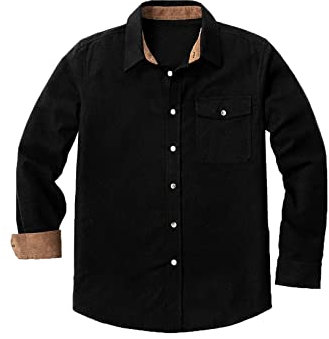 Meilicloth Flanellhemd Herren Kariert Einfarbig Baumwolle Langarm Casual Flanellhemden Western Karohemd Mit Brusttasche Regular Fit Schwarz XXL