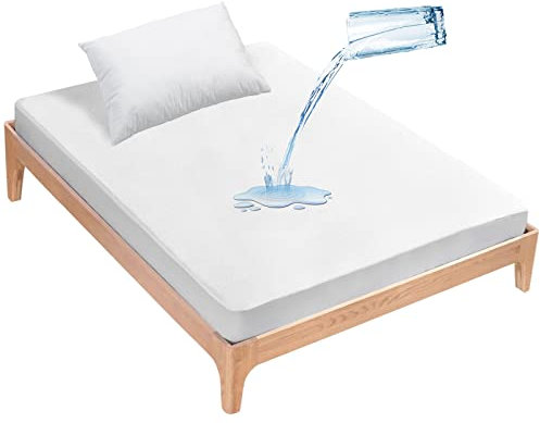 Matratzenschoner 90 x 180 cm Wasserdicht mit Kissenbezug 74x48cm, Atmungsaktive Matratzenauflage, Anti-Milben Matratzenbezug, Matratzenschutz Inkontinenzunterlage & Hygienisch Matratzen-Topper