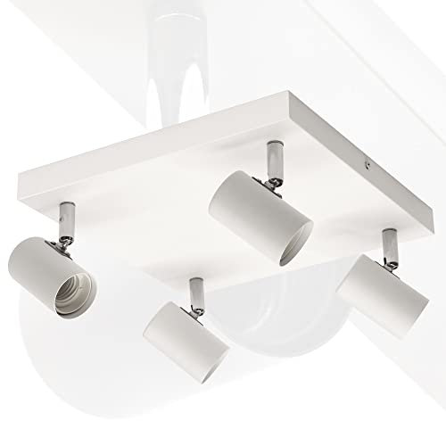 max K O M F O R T LED Deckenleuchte weiß | 4x E27 Fassung 4-flammig | schwenkbar Deckenlampe Deckestrahler Deckenspot Wandleuchte proShine-E274-WH