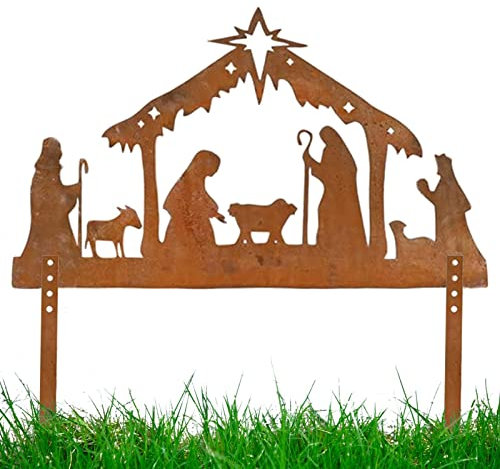 Limitoll Weihnachtskrippe Outdoor Hof | Metall Outdoor Krippen-Silhouette - Wetterfeste Weihnachtskrippe für Hof und Rasen, einfache Montage, kompakte Aufbewahrung