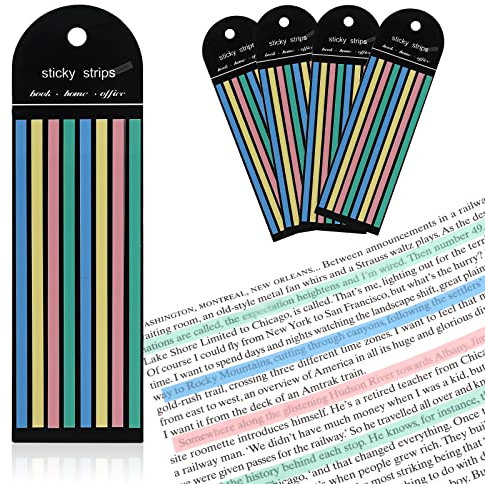 TIESOME 640 Blätter Textmarkerband, Transparente klebrige lange Seite Marker Tabs Clear Highlighter Strips Fahnen Aufkleber Buch Tabs für Annotieren Bücher (Schwarz gefärbt)
