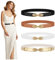 WERFORU 4 Pack Women Skinny Elastic Belts Ladies Fashion Stretchy Thin Waist Belt for Dresses Pants Black/White/Brown/Gold