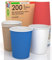 200 Bicchieri in Carta 200ml Mix Essentials Ecologici Biodegradabili Monouso Made in Italy Asporto Bevande Calde Acqua - MIX di Colori Blu Avana Rosso Bianco - Prodotto e Confezionato in Italia