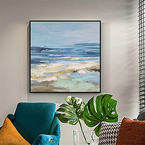 Handgemalte Acrylbilder Abstrakt,Moderne Kunst, Rahmenlos, Handgemaltes Ölgemälde, Meer, Strand, Kunstbilder, Strukturiertes Kunstwerk, Extra Große Wandkunst Für Wohnzimmer, Schlafzimmer, 40 X 4