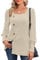 Aokosor Womens Tops Ladies Lightweight Jumpers Button Front Long Sleeve Tunic Beige Size 18-20