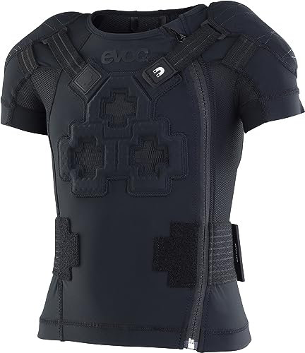 EVOC PROTECTOR JACKET KIDS Protektorenjacke für Kinder (LITESHIELD FLEX Rücken- und Schulterprotektoren, 3D-Belüftung, nachhaltige Herstellung aus recyceltem MIPAN(R) Nylon, Größe: JS), Schwarz
