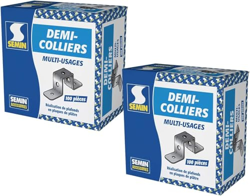 SEMIN Demi Collier pour Tige Filetée Ø6 mm – 2 Boîtes de 100 – Fixation Rapide sur Plafond Bois & Béton – Acier Galvanisé A1 – Compatible Plafond Suspendu, Fourrure, Rail Métallique