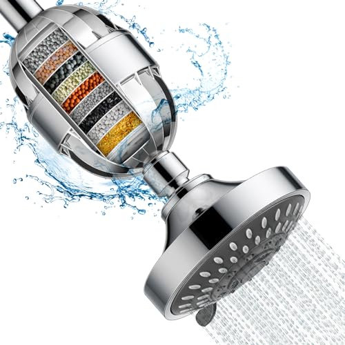 Filtro para cabezales de ducha, filtro de ducha de 21 niveles y alta presión, cabezal de ducha de ahorro de agua (extraíble), cartucho de filtro para agua dura, elimina el cloro y las sustancias