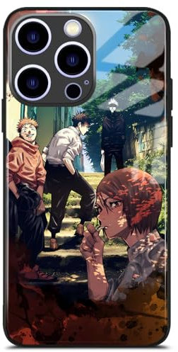 Satoru, Yuji, Megumi und Nobara JJK Anime-Rollen-Handyhülle – wasserdichte, stoßfeste Hülle – Schutzhülle mit Manga-Charakter-Muster für iPhone 15
