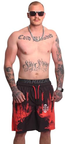 Yakuza Herren Burning Allover Badeshorts, Bunt, M