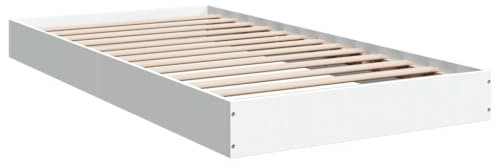 vidaXL Bettgestell, Bett Einzelbett für Schlafzimmer, Bettrahmen mit Lattenrost, Schlafzimmerbett Modernes Design, Weiß 90x190cm Holzwerkstoff