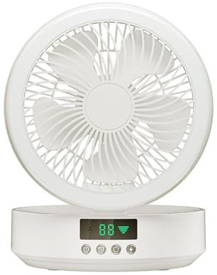 JIANGZAI Voz inteligente, plegable de escritorio, ventilador, recargable, portátil, pequeño ventilador USB oscilante