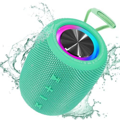 Portable Bluetooth Speaker, BT5.3 Wireless Speaker 20W Bass Diaphragms with Multi LED Light Dynamic Modes, IPX6 Waterproof 16H Playtime supports FM Mode, TF, USB for Home, Cycling, Outdoor, Beach