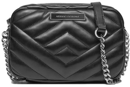 Armani Exchange Victoria, Essential, Logo Plate, Custodia per Fotocamera Donna, Nero, Taglia Unica