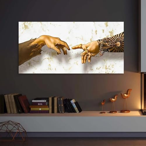 ZHUOYA Die Hand des Schöpfers Adam, Leinwandgemälde, Tattoo-Arm, Hand in Hand, Poster und Drucke, Wandkunst, Bilder für die Heimdekoration, 50 x 70 cm, rahmenlos