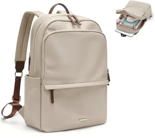 GOLF SUPAGS Laptop Backpack for Women Slim Computer Bag Work Travel College Backpack Purse Fits 14 Inch Notebook, Apricot