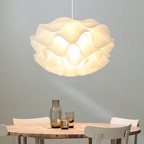 ENXING Moderne Weiße Blume Kronleuchter Acryl Blütenblatt Dekorative Kronleuchter Dimmbar Höhenverstellbar E27 Basis Geeignet Für Esszimmer Wohnzimmer Schlafzimmer Küche Flur Kronleuchter(50cm)