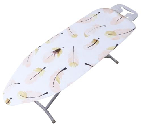 YANGSHINE Cotton Ironing Board Cover with Padding,Thick Padding Heat Reflective Ironing Board Covers, Fits Large & Extra Large Size Iron Boards, 55 x 20 Inches/140x50cm,Pink feather