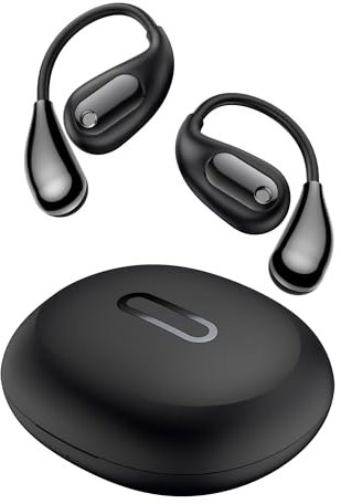 Oraolo Open Ear Headphones, Bluetooth 5.4 Earphones, Stereo Sound, Wireless Headphones 30 Hours Playtime, Type-C Charging, HD Clear Calls, Touch Control, IPX5 Waterproof Open Ear Earbuds, black