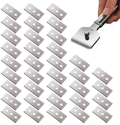 36 Stück Ceranfeldschaber Klingen,Kochfeldschaber,Ceranfeld Schaber,Doppelseitige Edelstahl Kratzer Scraper,Herd Glasschaber,Glass Küche Herdschaber,Politur Reiniger Tool, Cleaning Ersatzklingen