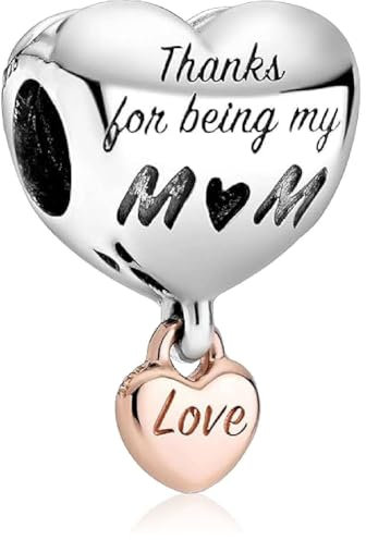 MSPOVOF Love You Mom Herz Charms 925 Sterling Silber 5A Zirkonia Anhänger für Armband Halsketten Schmuck Geschenk für Damen Frauen