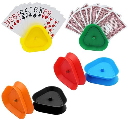 HTTDSLF 6 Pezzi Porta Carte da Gioco, Porta Carte a Mani Libere, Supporto di Carte da Gioco, Supporti per Carti da Gioce, Porta Carte a Triangolo, per Bambini e Anziani