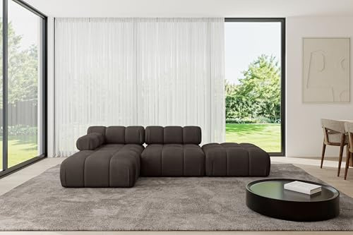ALTDECOR Modulares Sofa Ecksofa in L-Form Corner modular Sofa Eckcouch Couch Wohnlandschaft Cauchsofa Polstersofa Lizur-L1-285x160x70 cm Braun