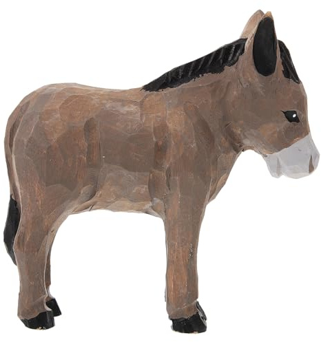 BESTYASH Handgefertigte Holzfigur Eines Esels für Regal, Schreibtisch | Kompaktes Design, Glatte Oberfläche mit Feinen Details, Rustikaler Charme für Sammler und Bauernhausstil