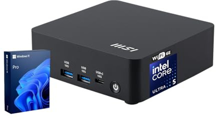 msi Cubi NUC AI Business Mini Desktop, Intel 14-Core Ultra 5 125H, 64GB DDR5, 2TB SSD, Support 4-Display & 4K, 2 x Thunderbolt 4, 2 x HDMI, Dual 2.5G LAN, Wi-Fi 6E, Windows 11 Pro, Black