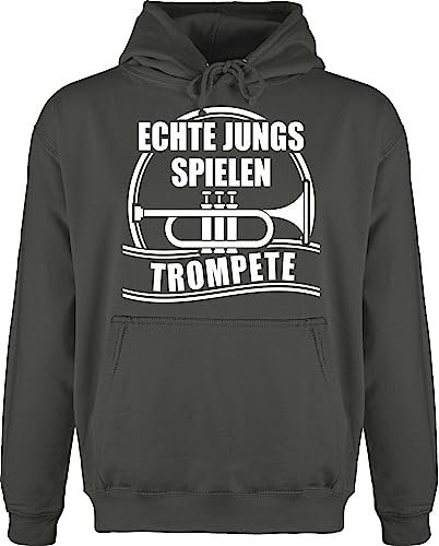 Shirtracer Hoodie Herren Pullover Männer - Musik Instrument Zubehör - Echte Jungs Spielen Trompete - XS - Anthrazit - Instrumente hoddis für Musiker musikinstrumente