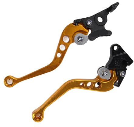 yafa 1 Paar 22 mm 7/8 Kupplungs Bremshebel CNC Aluminium Motorrad Kupplungstrommel Bremshebelgriff Anwendbar Ersatz für Motorräder unter 400 ccm Motorräder und Mopeds mit kleinem Hubraum (Gold)