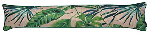 McAlister Textiles Boudin de porte en velours motif feuille de palmier vert émeraude exotique imprimé velours doux | Butée de porte de fenêtre décorative de luxe + isolant contre les courants d'air