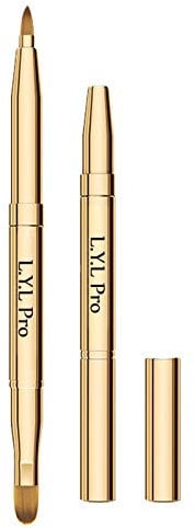 L.Y.L Pro Gold Retractable Lip Makeup Brushes Double-Ended Retractable Lip Brush Travel Lipstick Gloss Makeup Brush for Christmas Gifts