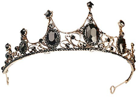 Amosfun Braut Kristall Krone Royal King Kronen Tiara Stirnband Haarband elegante Hochzeit Haarschmuck für Frauen Dame (schwarz)