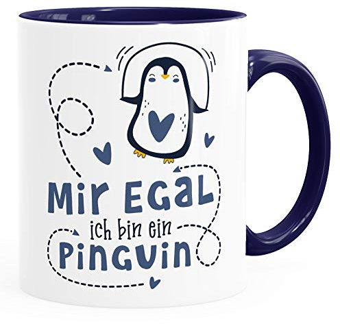 SpecialMe® Kaffee-Tasse Spruch Mir egal ich bin ein Pinguin lustige Spruch-Tasse Navy inner-navy Keramik-Tasse